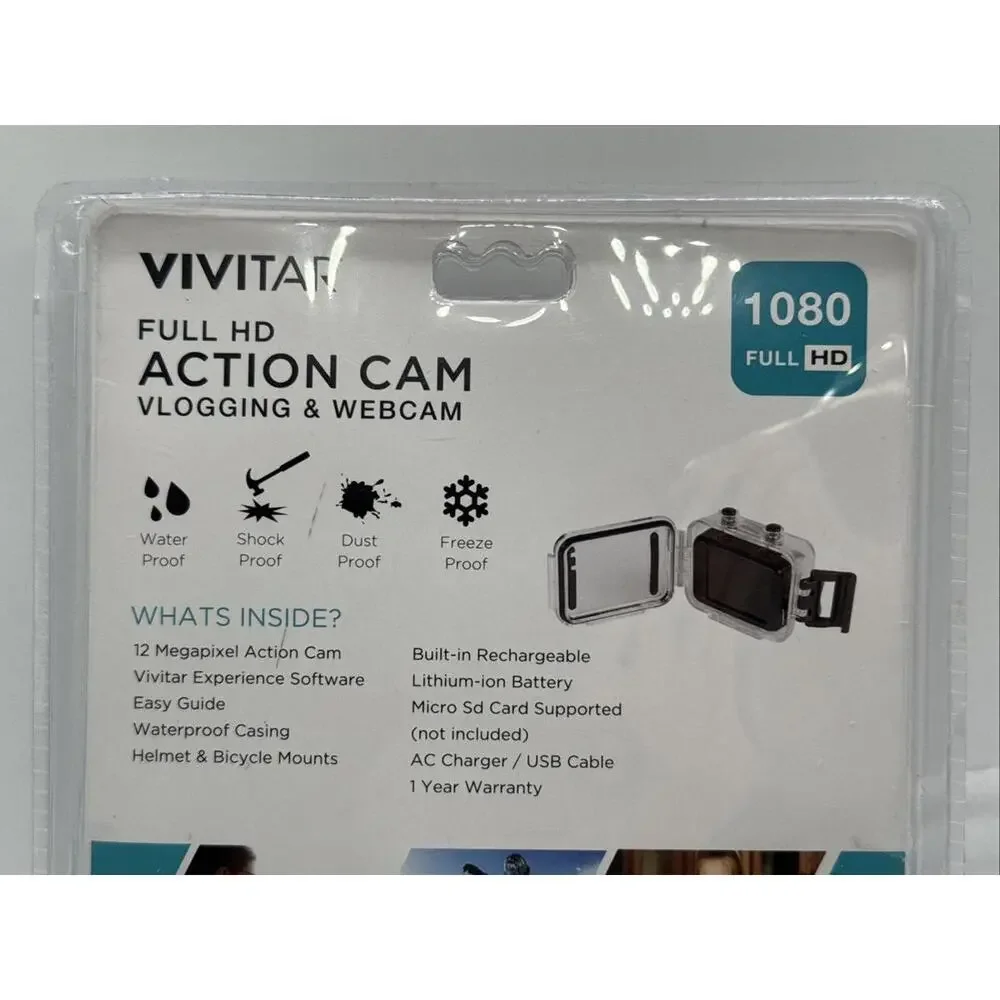 Vivitar DVR 786HD Full HD Action Red Cam Vlogging & Webcam 12MP Waterproof Case